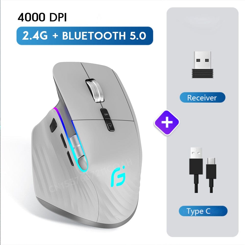 Rechargeable 2.4G Bluetooth Wireless Mouse - Experience Comfort and Customization - Say Goodbye to Cord Clutter! Computer Electronics PikNik Dual Mode 40000DPI G 