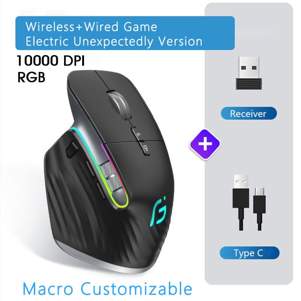 Rechargeable 2.4G Bluetooth Wireless Mouse - Experience Comfort and Customization - Say Goodbye to Cord Clutter! Computer Electronics PikNik 2.4G Game 10000DPI 