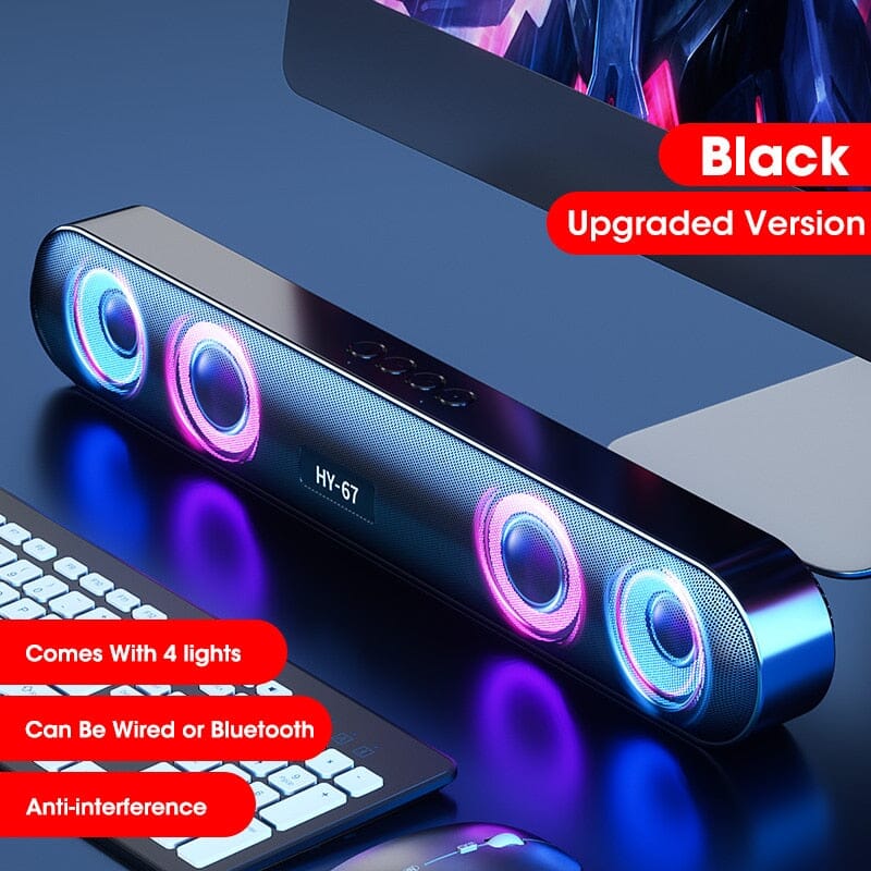 Niye PC Soundbar - Elevate your audio experience with wireless 6D surround sound and dazzling colorful lighting effect speakers. 0 PikNik Upgrade-Black 