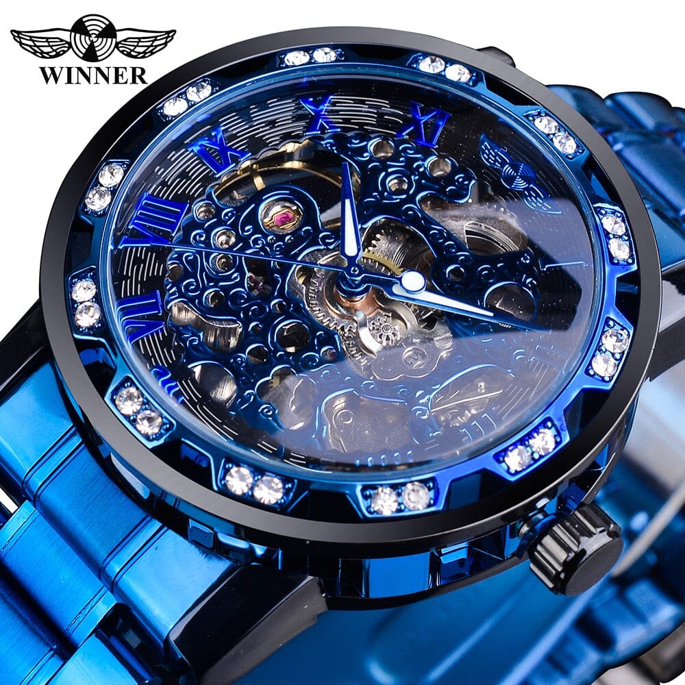 Winner Transparent Diamond Mechanical Watch Stainless Steel - Elevate Your Style to New Heights - Enjoy Premium Quality and Durability in One Timepiece Mechanical Watches PikNik S1089-15 