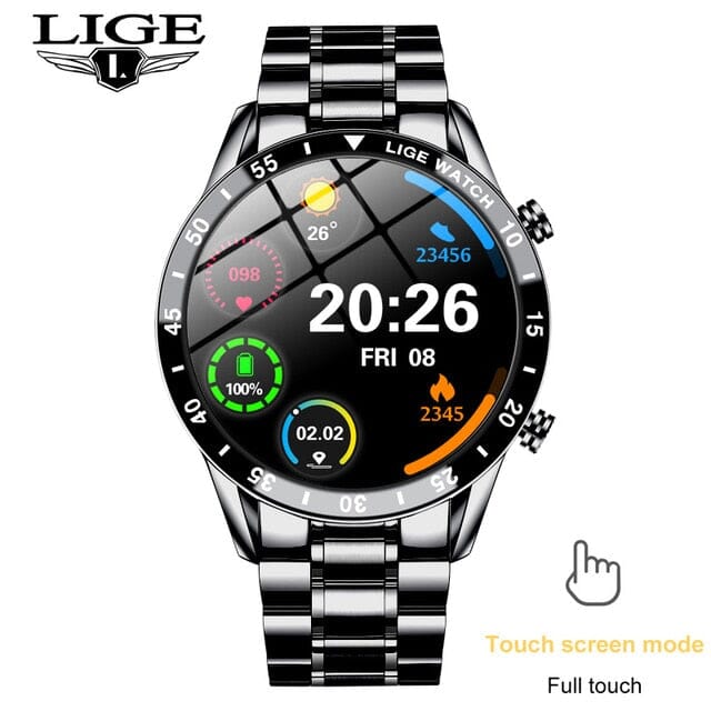 the next level with LIGE Steel Band Fitness Watch - Stay Connected, Look Great and Reach Your Fitness Goals! Smart Watch PikNik Steel belt black 