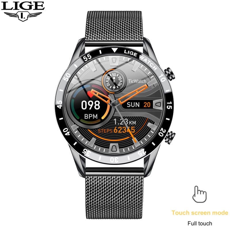 the next level with LIGE Steel Band Fitness Watch - Stay Connected, Look Great and Reach Your Fitness Goals! Smart Watch PikNik Mesh belt black 