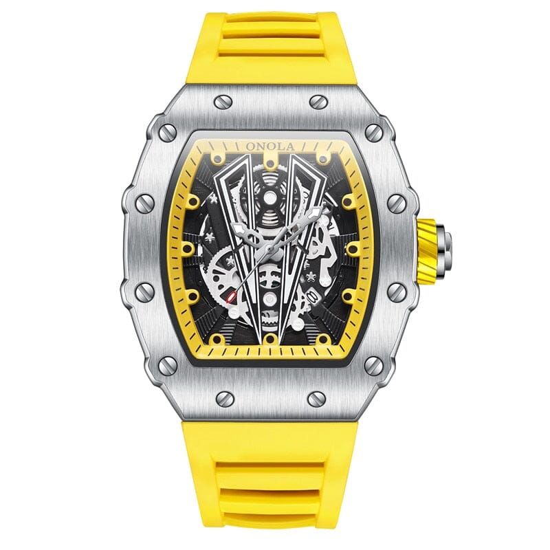 ONOLA Mens Watch - Elevate Your Style with this Sports Timepiece - Fashionable and Functional Mechanical Watches PikNik Yellow 