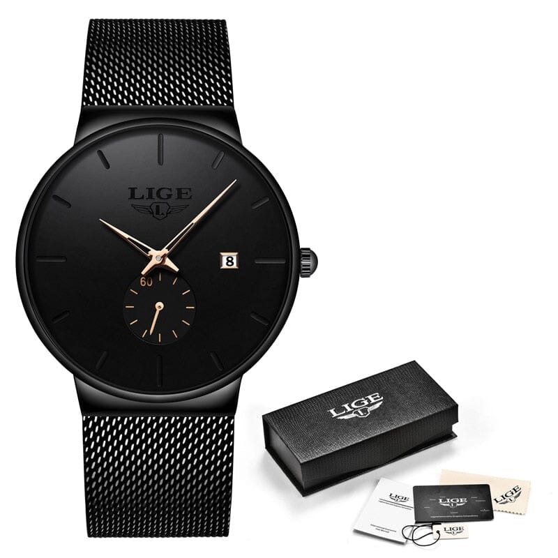 LIGE Unisex Quartz Sports Watch - The Ultimate Style and Functionality Accessory for Your Active Lifestyle! Mechanical Watches PikNik Black rose 