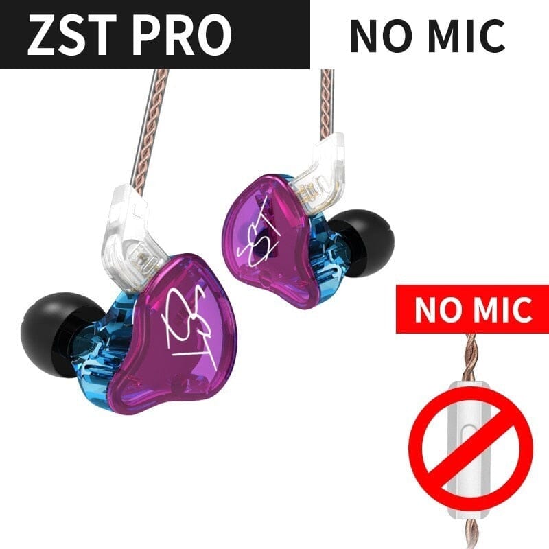 KZ ZST Pro - Amazing Sound Upgrade - Crystal Clear Audio! Headphones PikNik KZZSTPurpleNOMIC 