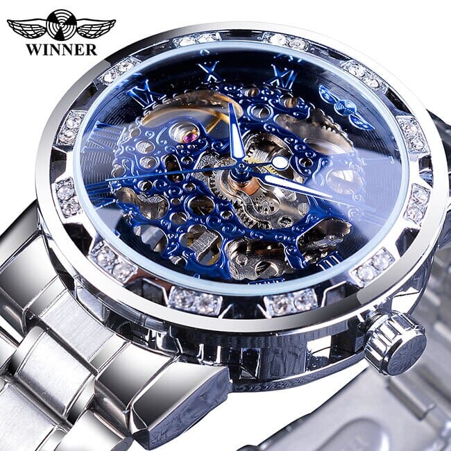 Winner Transparent Diamond Mechanical Watch Stainless Steel - Elevate Your Style to New Heights - Enjoy Premium Quality and Durability in One Timepiece Mechanical Watches PikNik 