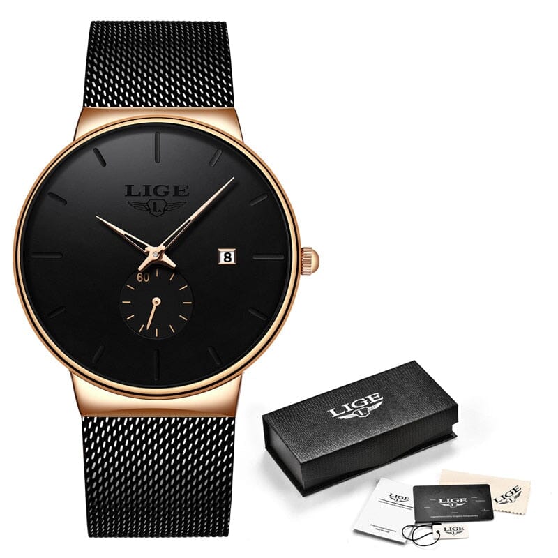 LIGE Unisex Quartz Sports Watch - The Ultimate Style and Functionality Accessory for Your Active Lifestyle! Mechanical Watches PikNik Black gold 
