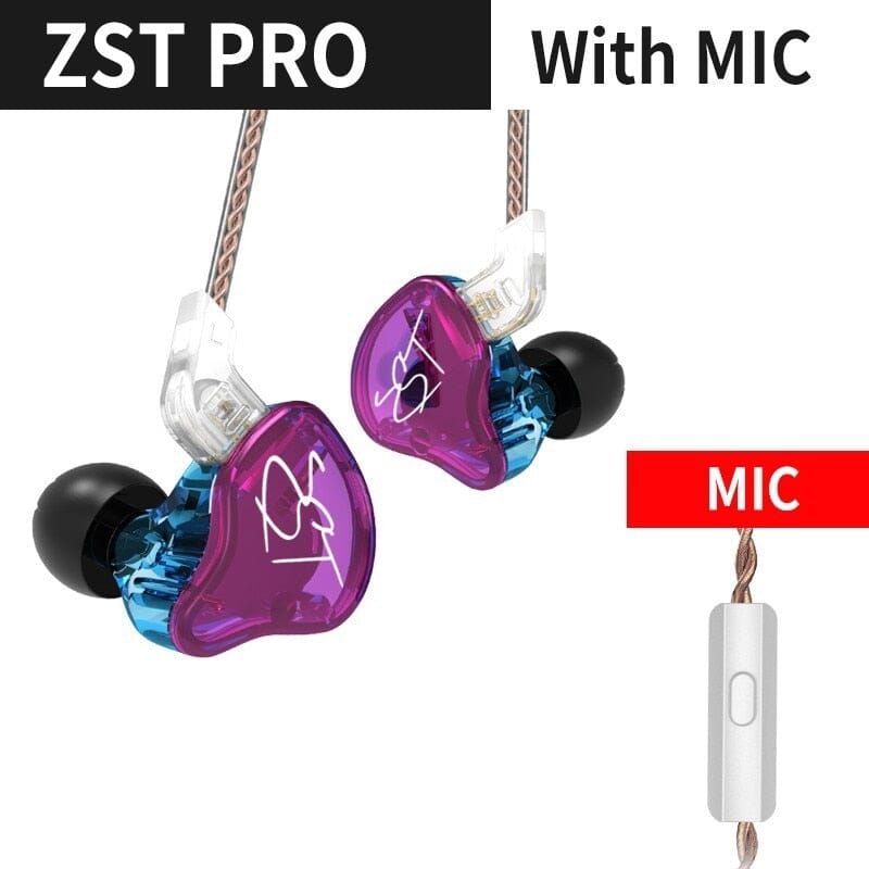 KZ ZST Pro Earphones - Upgrade Your Music Listening Experience - HD Sound and Comfort. Headphones PikNik KZZSTPurple mic 