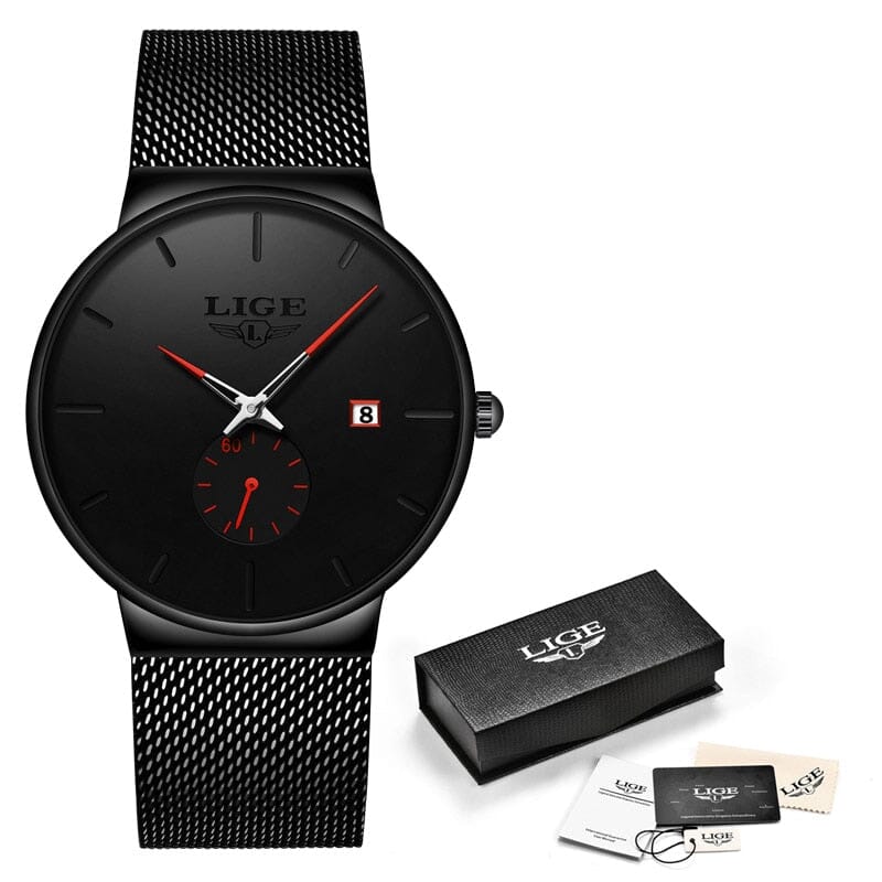 LIGE Unisex Quartz Sports Watch - The Ultimate Style and Functionality Accessory for Your Active Lifestyle! Mechanical Watches PikNik Black red 