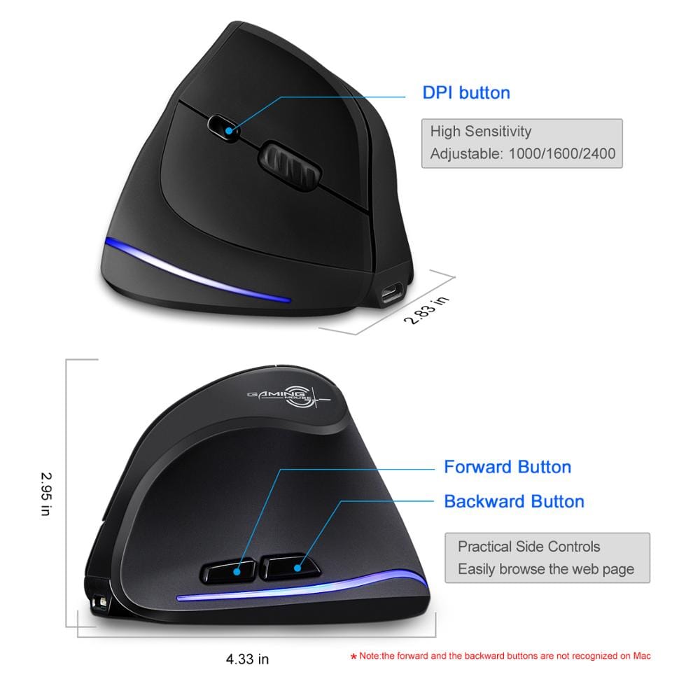 Lefon Vertical Wireless Mouse - Take Your Gaming to the Next Level - Precision, Comfort, and Freedom Computer Electronics PikNik 