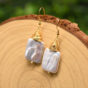White Square Pearl Earrings