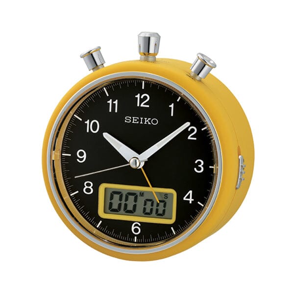 Seiko QHE114Y Desk Alarm Clock - Yellow and Black Alarm Clocks Seiko 