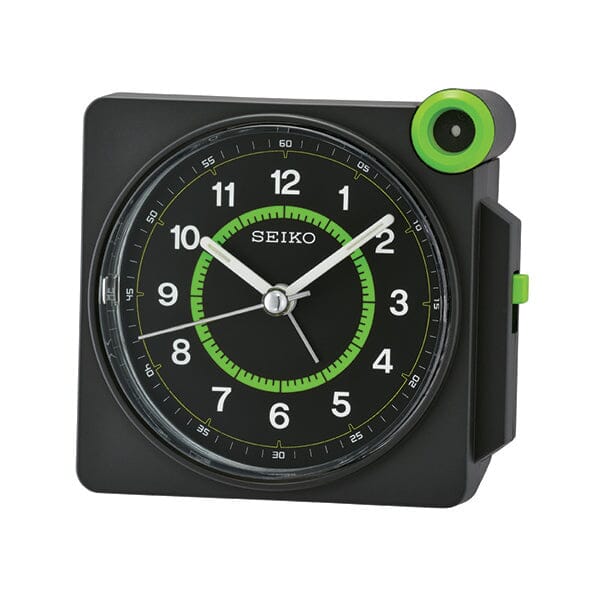 Seiko QHE183K Desk Alarm Clock - Black & Green Alarm Clocks Seiko 