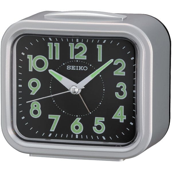 Seiko QHK023S Beside Alarm Clock - Silver & Black Alarm Clocks Seiko 