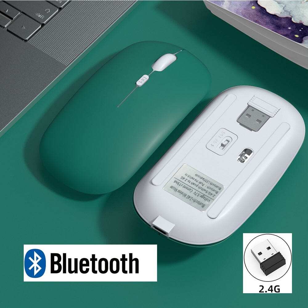 Rechargeable Wireless Bluetooth Mouse - The Ultimate Gaming Powerhouse - Unbeatable 30 Day Battery Life Computer Electronics PikNik Dark Green 