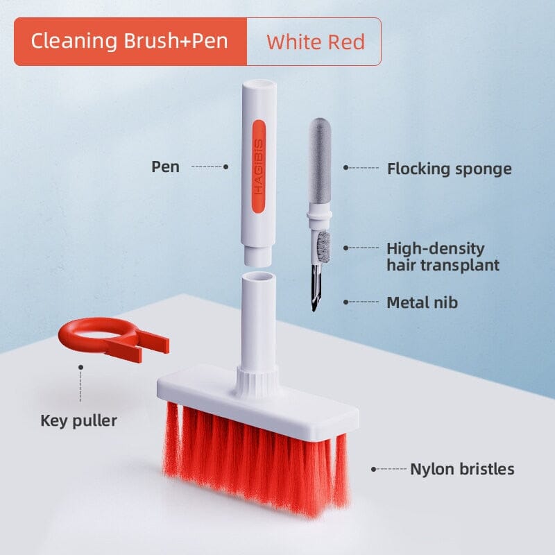 Hagibis Keyboard Cleaning Brush and Earphone Cleaning Kit - The Ultimate 5-in-1 Solution for a Spotless Clean! 0 PikNik White Red 