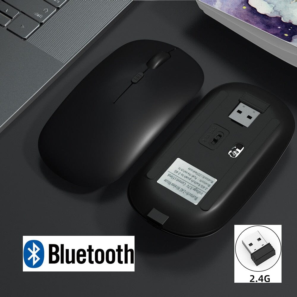 Rechargeable Wireless Bluetooth Mouse - The Ultimate Gaming Powerhouse - Unbeatable 30 Day Battery Life Computer Electronics PikNik black 