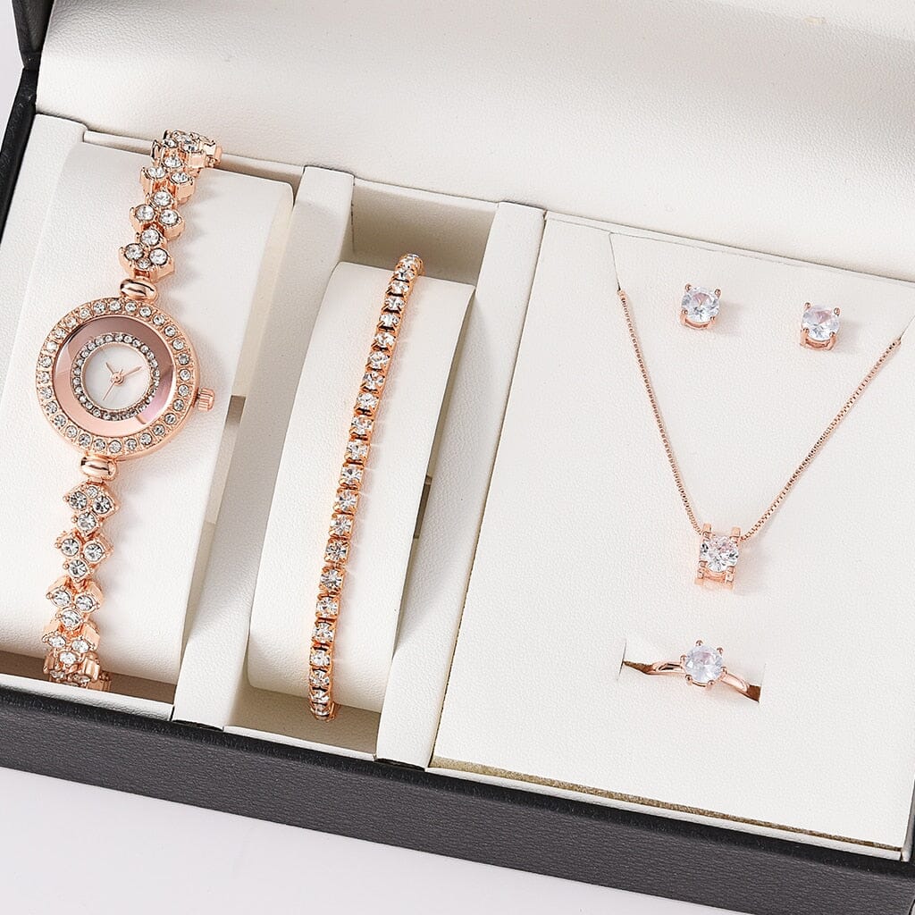 anywhere else. Elevate your fashion game with the 6PCS Set Luxury Watch Women Ring Necklace Earrings Rhinestone Fashion Wristwatch Female Casual Ladies Watches Bracelet Set Clock - Add a Touch of Glamour and Sophistication to Your Style Today! Mechanical Watches PikNik 6PCS Rose Gold Set A 