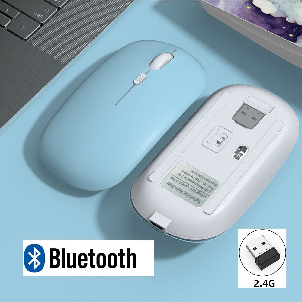 Rechargeable Wireless Bluetooth Mouse - The Ultimate Gaming Powerhouse - Unbeatable 30 Day Battery Life Computer Electronics PikNik Blue 