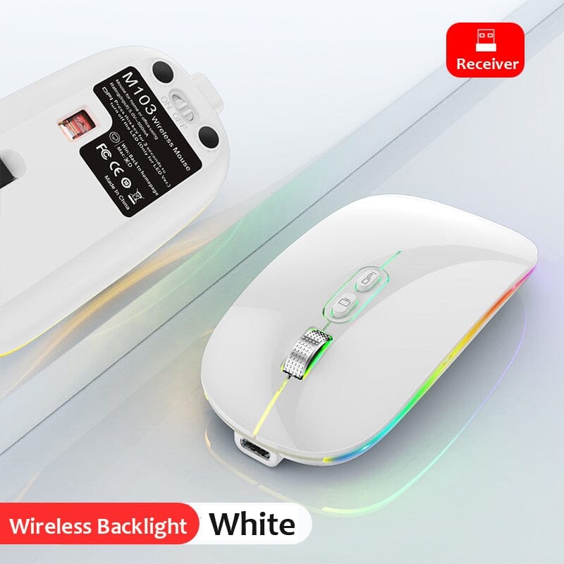 Erilles Dual Mode Bluetooth 2.4G Wireless Mouse - Work and Game with Ultimate Efficiency - Type-C Rechargeable and Ergonomic Design Computer Electronics PikNik 2.4G Wireless White 