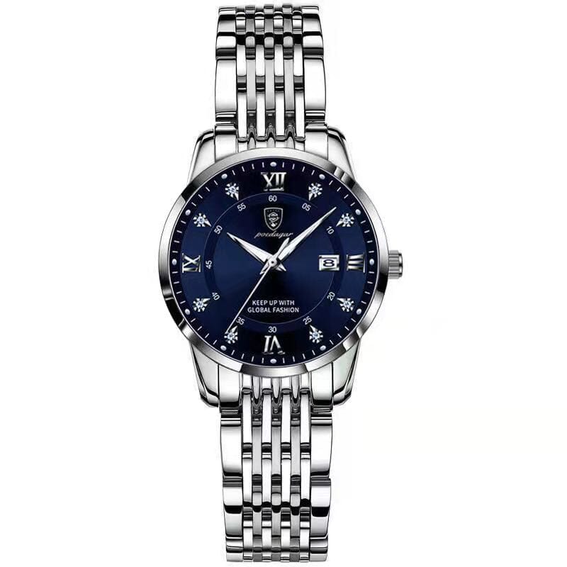 POEDAGAR Women's Watch - Elegant Timekeeping for Busy Lifestyles - Stay punctual in style with the luxurious POEDAGAR Women's Watch. Mechanical Watches PikNik Silver Blue S 