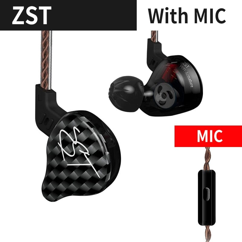 KZ ZST Pro Earphones - Upgrade Your Music Listening Experience - HD Sound and Comfort. Headphones PikNik KZZSTBlackMIC 