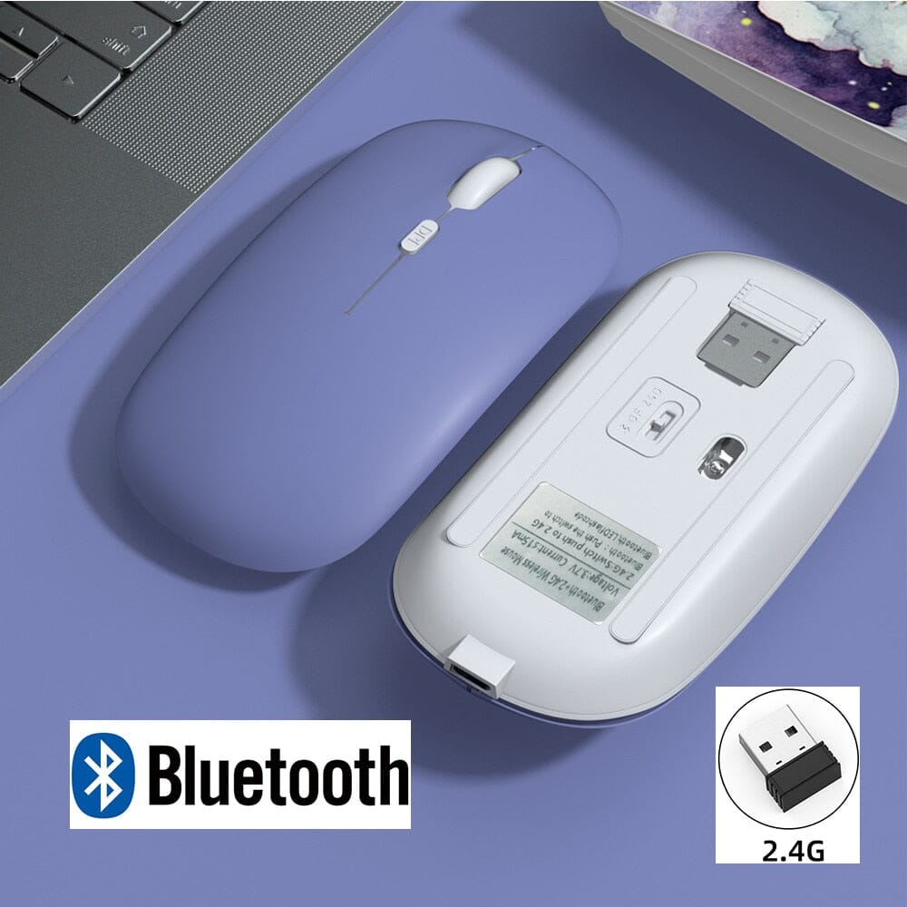 Rechargeable Wireless Bluetooth Mouse - The Ultimate Gaming Powerhouse - Unbeatable 30 Day Battery Life Computer Electronics PikNik Purple 