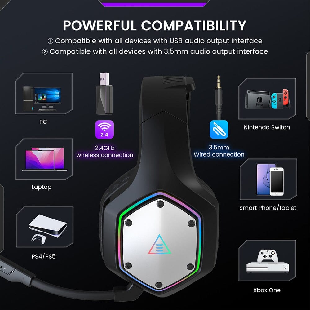 EKSA E1000 WT Wireless Gaming Headset - Immersive 7.1 Surround Sound - Dominate Your Competition Headphones PikNik 