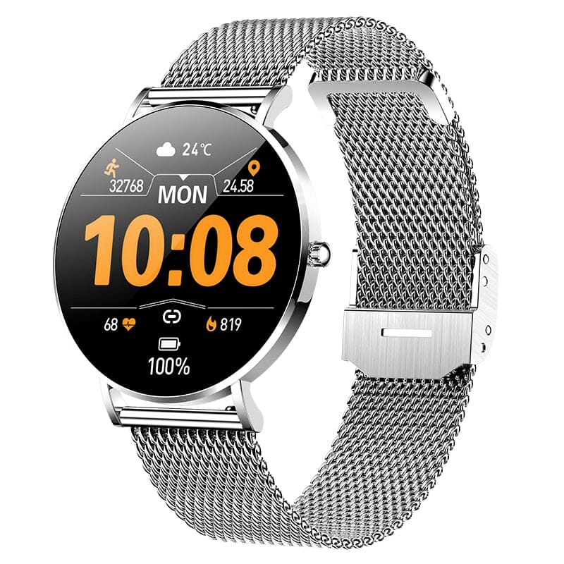 Ultra Thin Smart Watch Women - Elevate your style game with this minimalist, full-metal smartwatch that's designed to keep you connected and healthy all day long. Mechanical Watches PikNik mesh belt silver 