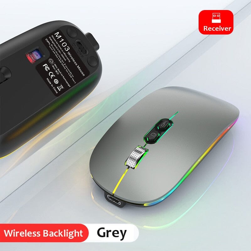 Erilles Dual Mode Bluetooth 2.4G Wireless Mouse - Work and Game with Ultimate Efficiency - Type-C Rechargeable and Ergonomic Design Computer Electronics PikNik 2.4G Wireless Grey 