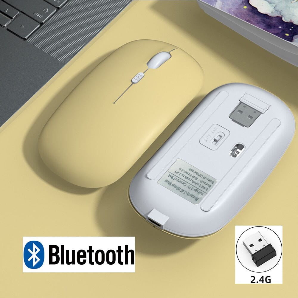 Rechargeable Wireless Bluetooth Mouse - The Ultimate Gaming Powerhouse - Unbeatable 30 Day Battery Life Computer Electronics PikNik Yellow 