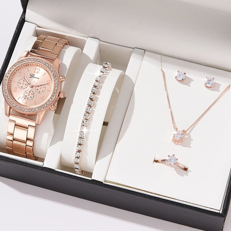 anywhere else. Elevate your fashion game with the 6PCS Set Luxury Watch Women Ring Necklace Earrings Rhinestone Fashion Wristwatch Female Casual Ladies Watches Bracelet Set Clock - Add a Touch of Glamour and Sophistication to Your Style Today! Mechanical Watches PikNik 