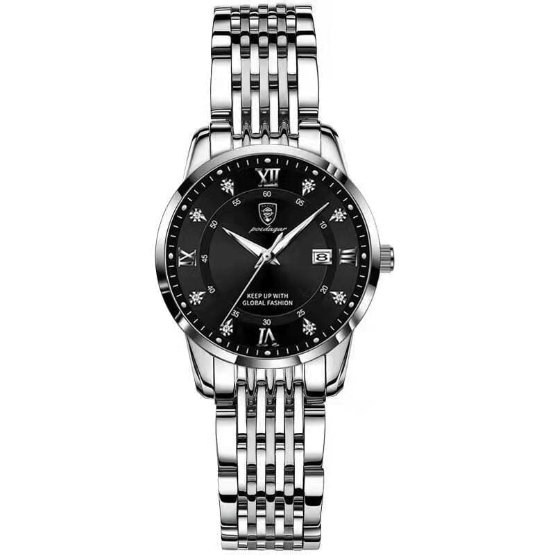 POEDAGAR Women's Watch - Elegant Timekeeping for Busy Lifestyles - Stay punctual in style with the luxurious POEDAGAR Women's Watch. Mechanical Watches PikNik Silver Black S 