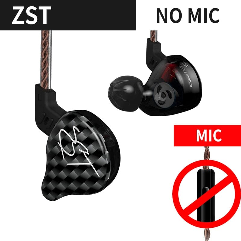 KZ ZST Pro Earphones - Upgrade Your Music Listening Experience - HD Sound and Comfort. Headphones PikNik KZZSTBlackNOMIC 