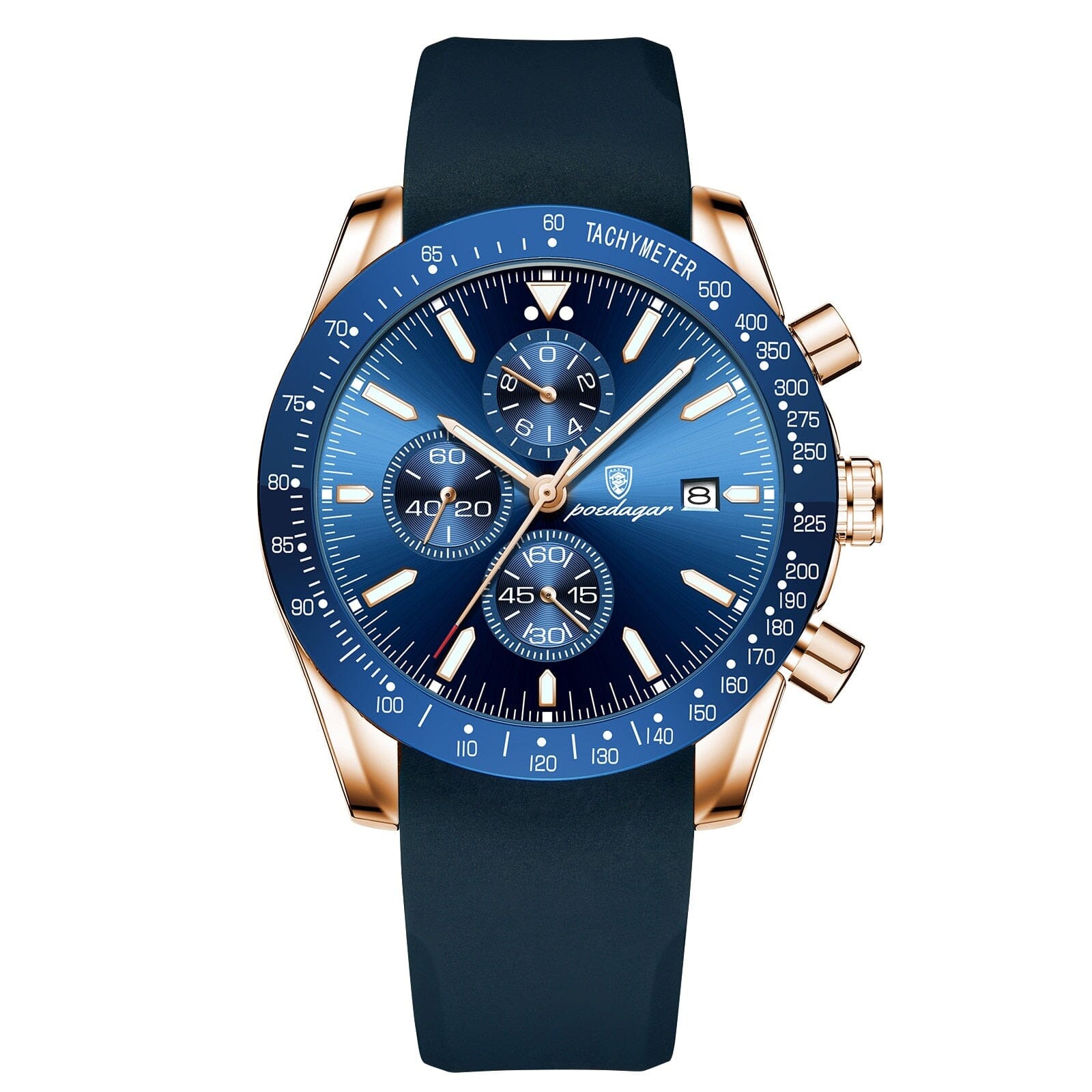 POEDAGAR Luxury Casual Sport Watch - Stay Fashionably on Time with Ease! - Water Resistant, Durable and Chic Mechanical Watches PikNik Gold Blue Silicone 