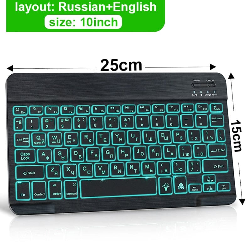 RGB Bluetooth Keyboard Wireless Keyboard Bluetooth Mini Spanish Russian Keyboard RGB Backlit Rechargeable For ipad Phone Tablet 0 PikNik China 10 Inch RU Keyboard 