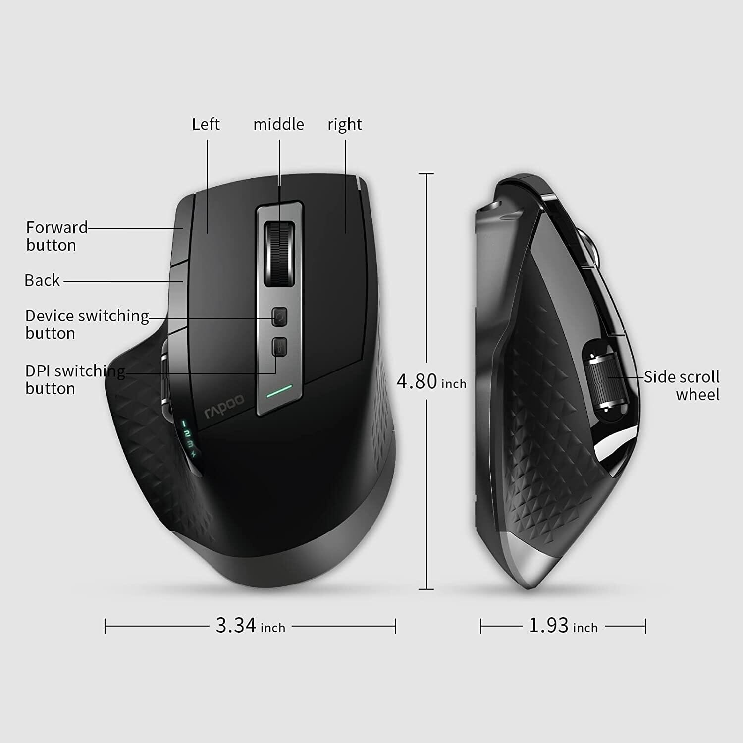 Rapoo MT750 Multi-Mode Rechargeable Wireless Mouse - Experience Ultimate Control and Precision in Gaming - Up to 30 Days of Intense Gaming Sessions Computer Electronics PikNik 
